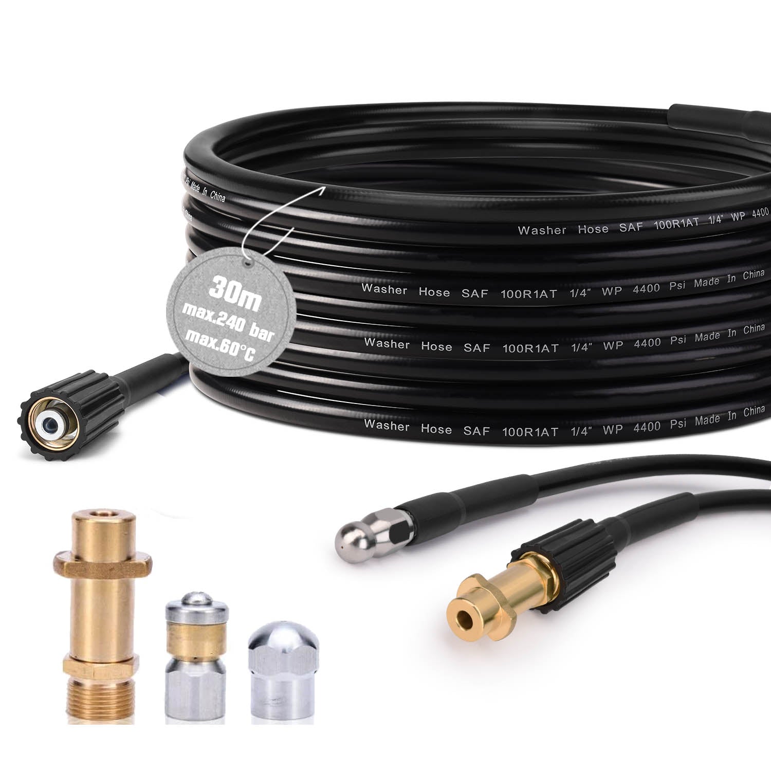 10m - 30m Rohrreinigungsschlauch Max.240bar für Kärcher K2 - K7 Hochdruckreiniger