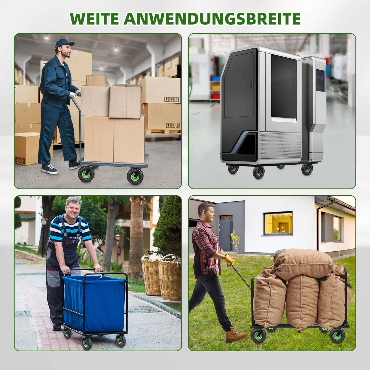 2er-Set Schwerlast-Gelenkräder 250mm – 360° drehbar, luftgefüllt, bis 600kg – für Werkstatt & Garten