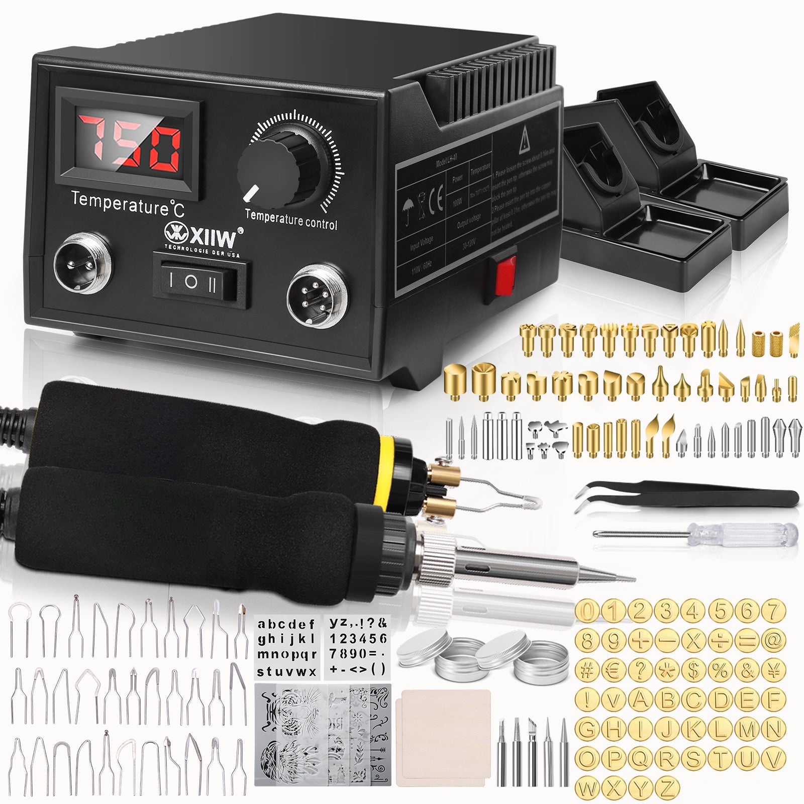 165 - teiliges Pyrographie - Set mit digitaler Temperaturregelung – 33 Brennspitzen für Holz, Leder & Basteln