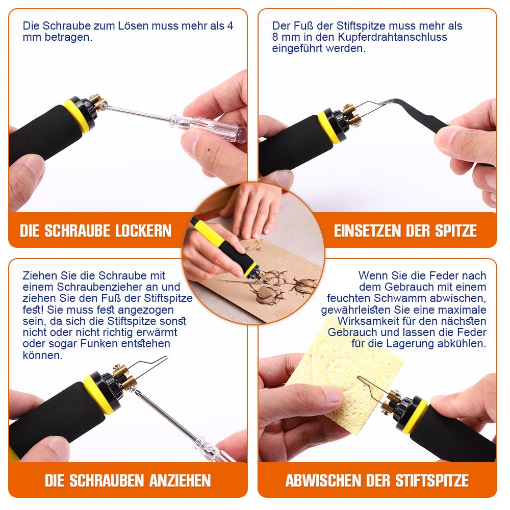 165 - teiliges Pyrographie - Set mit digitaler Temperaturregelung – 33 Brennspitzen für Holz, Leder & Basteln
