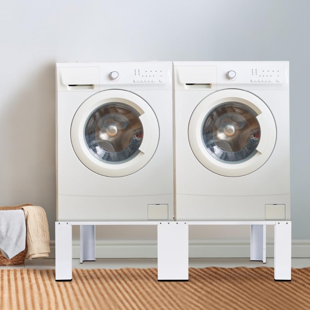 2 Fach Untergestell für Waschmaschinen Trockner Doppel Waschmaschinensockel | 126x54.5cm | max. 2x150kg