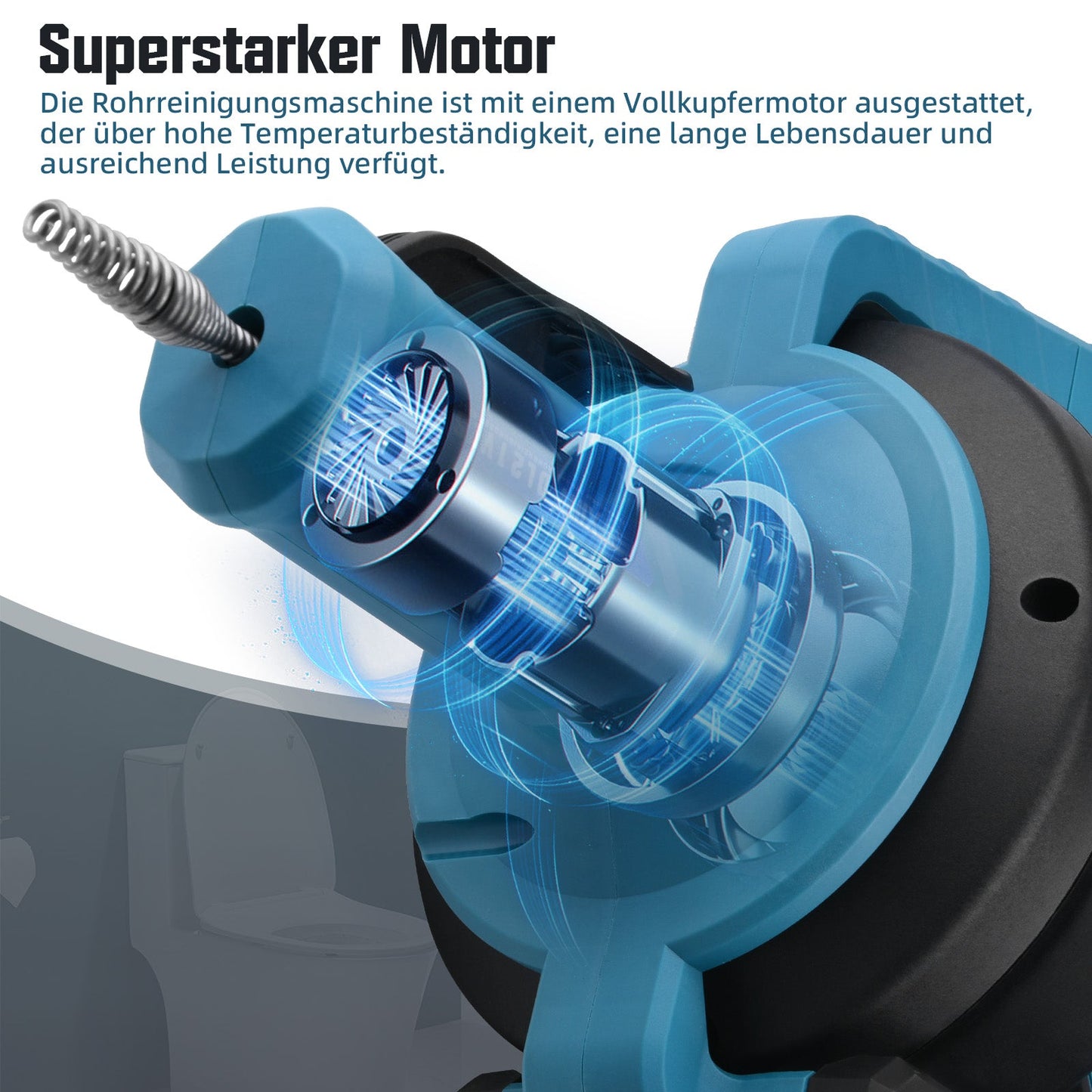 21V Akku - Rohrreiniger Abflussreiniger Geeignet für Rohrdurchmesser 16 - 55mm mit 2X Batterien