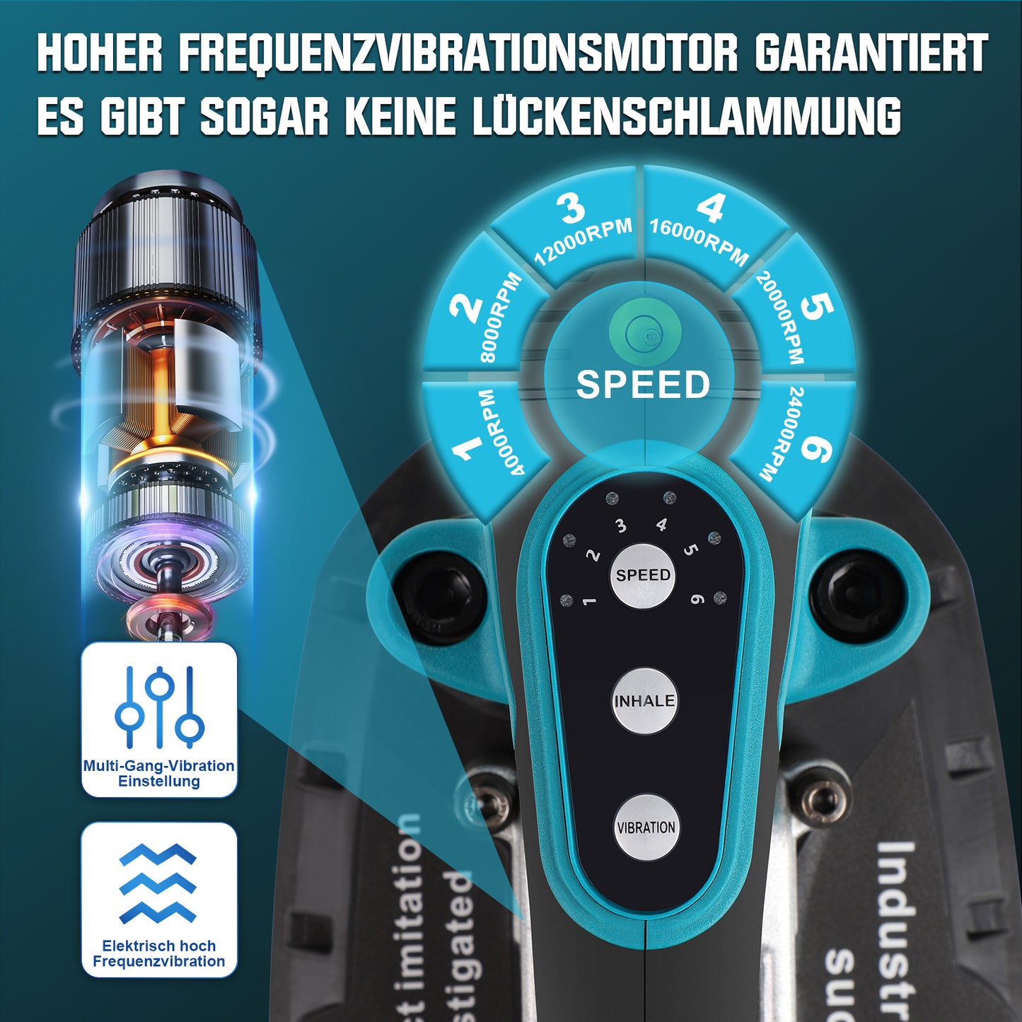 Elektrischer Fliesenrüttler mit Akku & Saugnapf – 6-Stufen Vibration | 250kg Tragkraft | Fliesenvibrator für große Wand- & Bodenfliesen (30–225cm)
