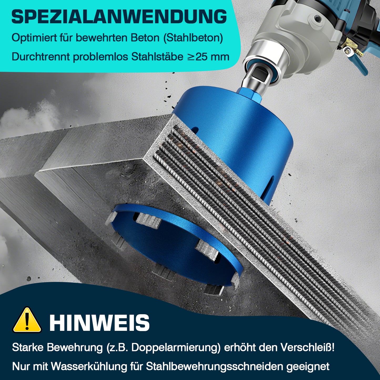 Profi corona de perforación de diamante para hormigón y hormigón armado Ø26–202 mm, M22, SDS Plus/Max, perforación en húmedo y en seco