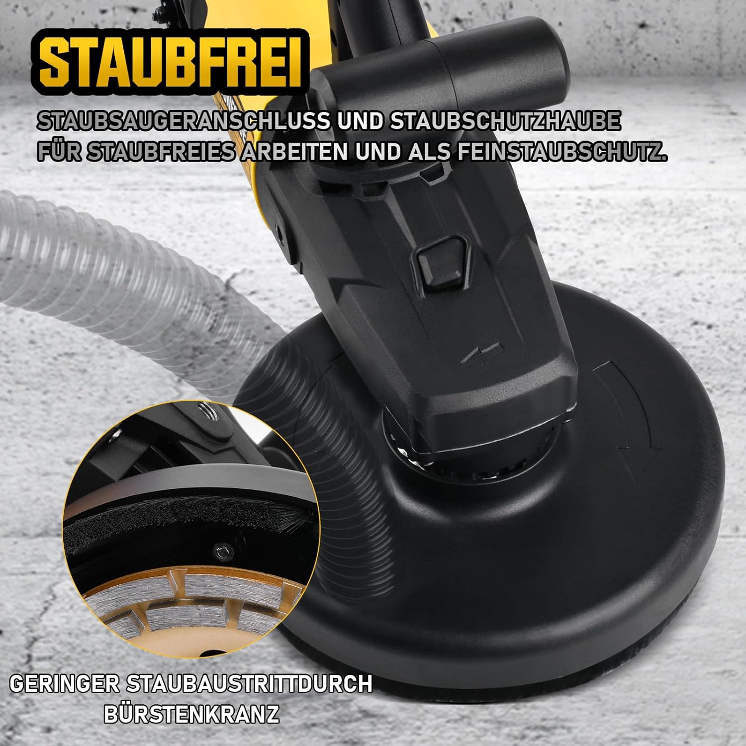 3800W Betonschleifer inkl. Lange Handgriff mit Ø180mm Diamantschleiftopf