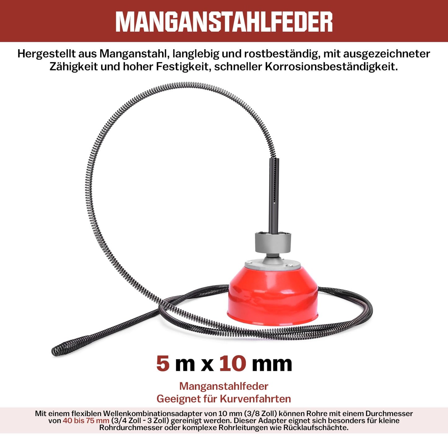 400W Rohrreinigungsmaschine – Elektrischer Abflussreiniger für 30–100mm Rohre mit Spiralen & Bohrköpfen
