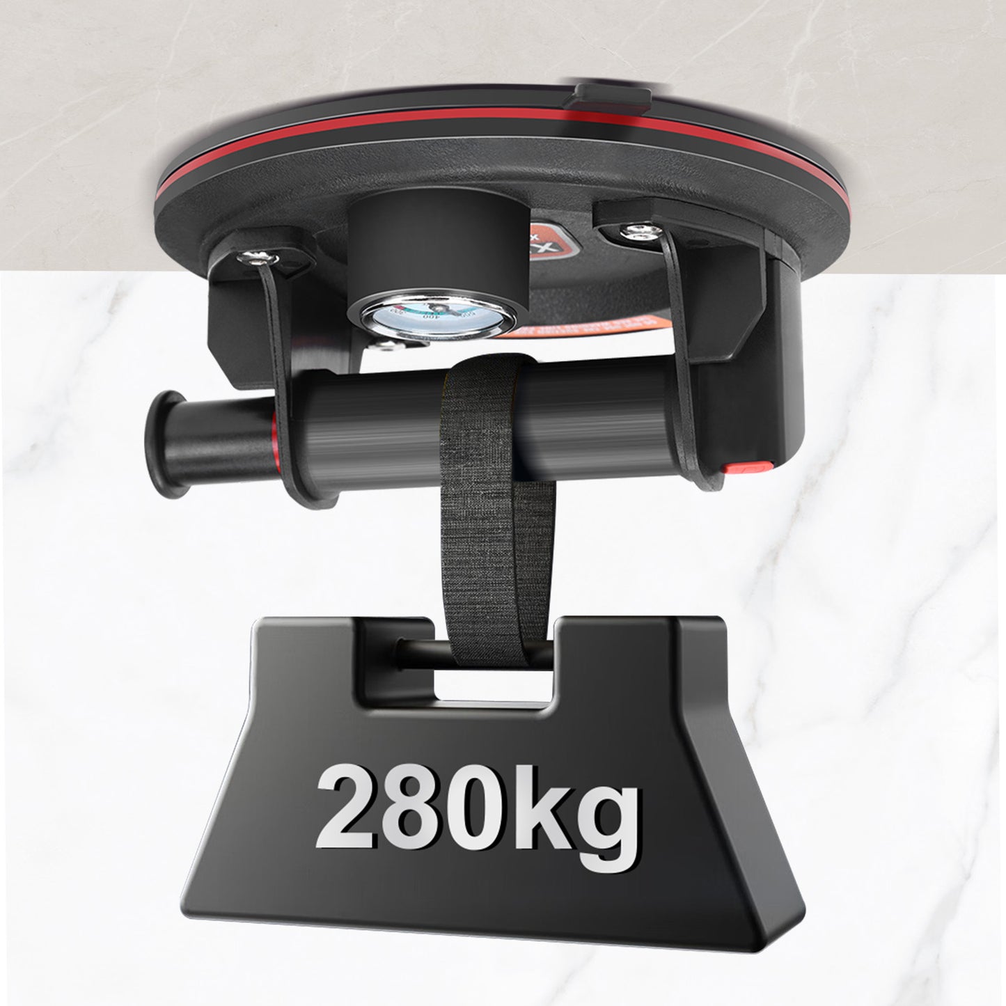 Vakuum Glasheber mit Manometer 280 kg – 8 Zoll Saugheber für Fliesen, Metall, Glas – Profi Saugnapf