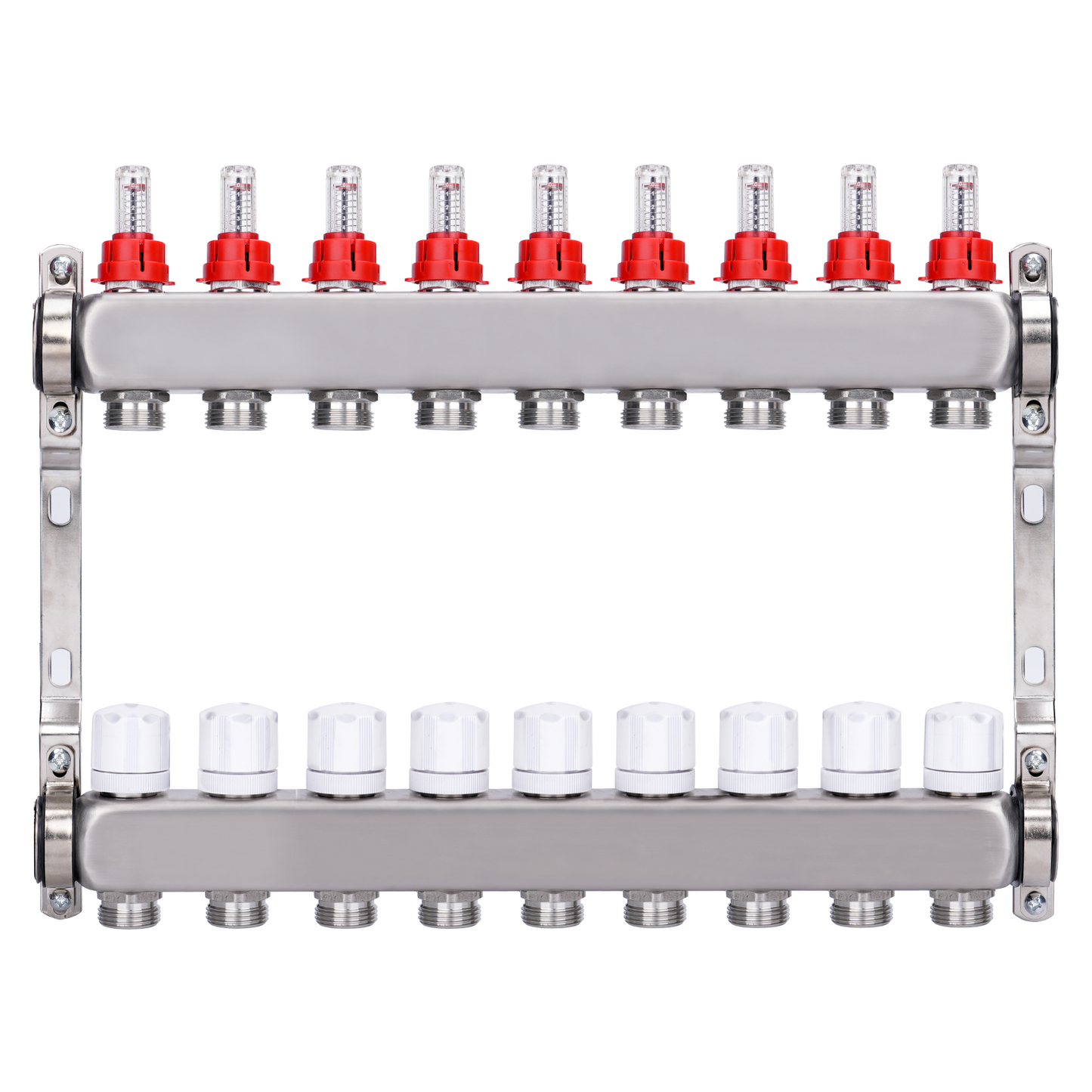 Fußbodenheizungsverteiler 2 Heizkreise | Edelstahl, Durchflussmesser & Entlüfter