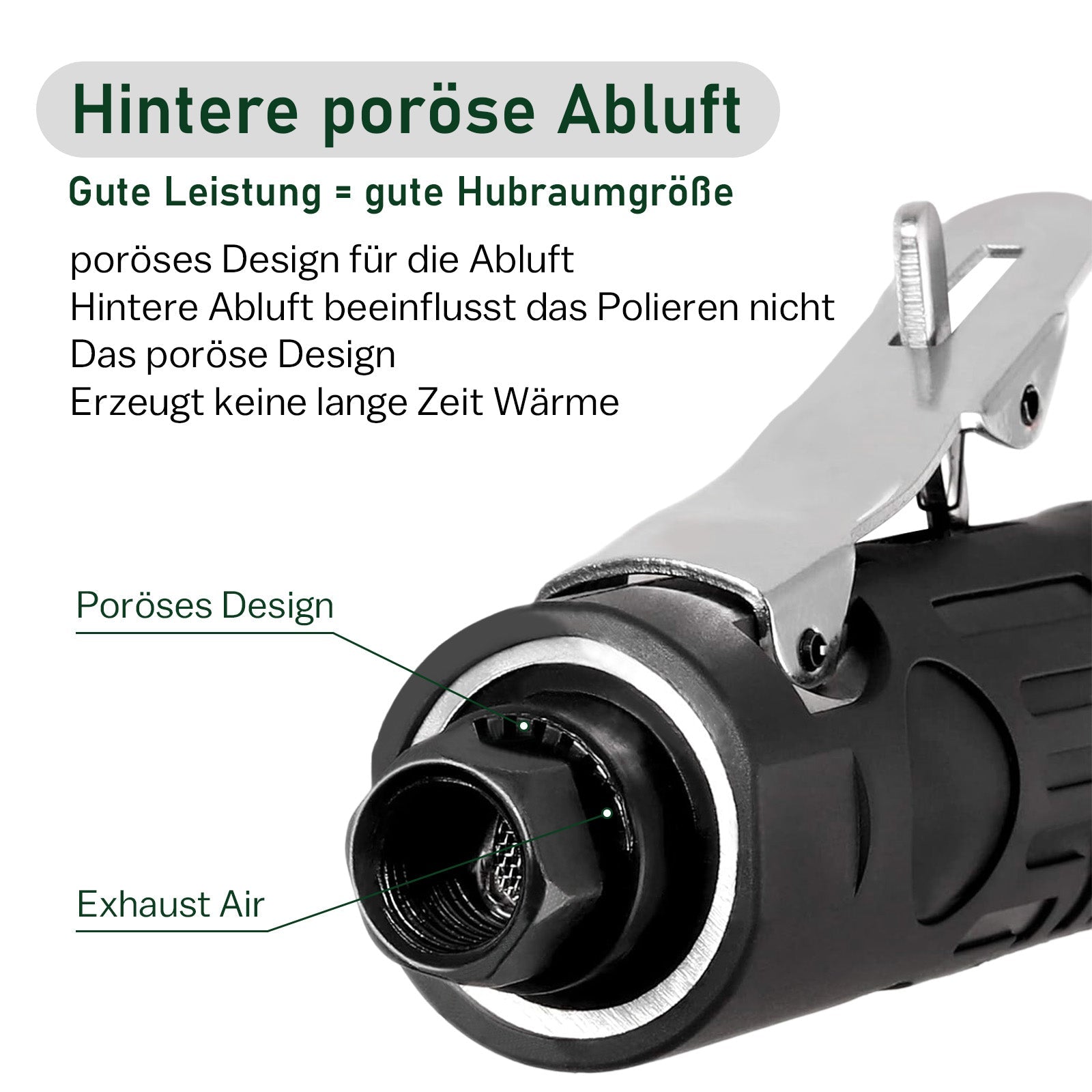 Druckluft Schleifer 25000 U/min – Luftschleifer für Metall & Holz – 1/4" Anschluss, 3–6 mm Spannfutter