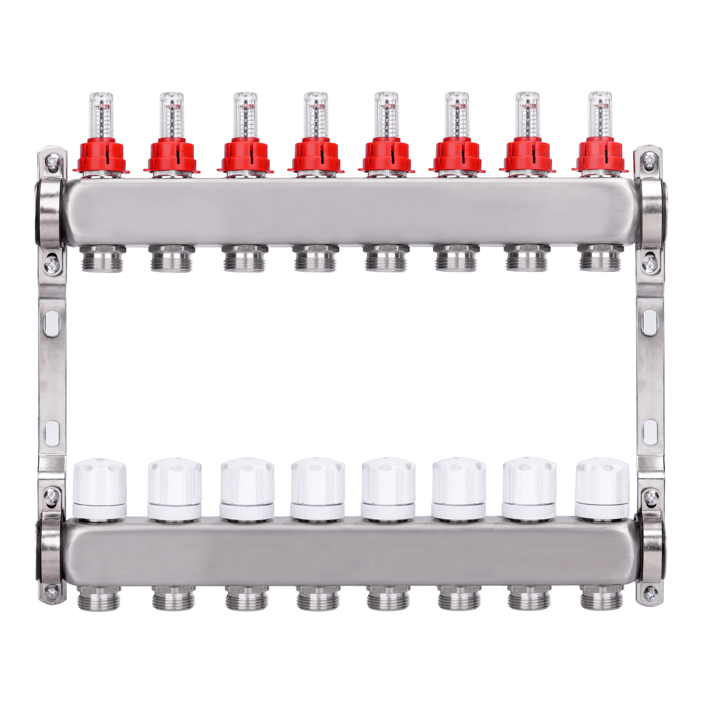 Fußbodenheizungsverteiler 2 Heizkreise | Edelstahl, Durchflussmesser & Entlüfter