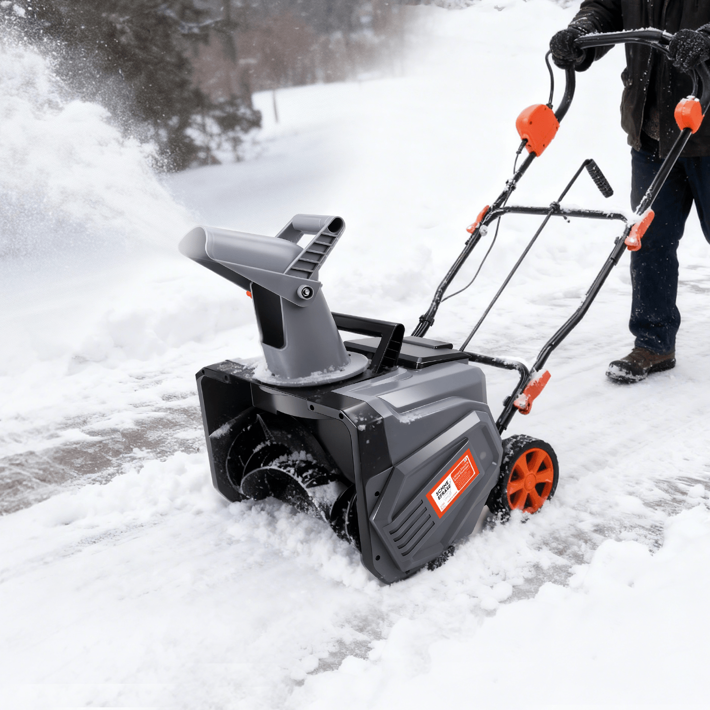 Kabelloser Elektrischer Schneefräser 1500W – 46cm Breite, 40V Akku, Leicht & Leistungsstark für Gehwege, Fahrbahnen & Gärten