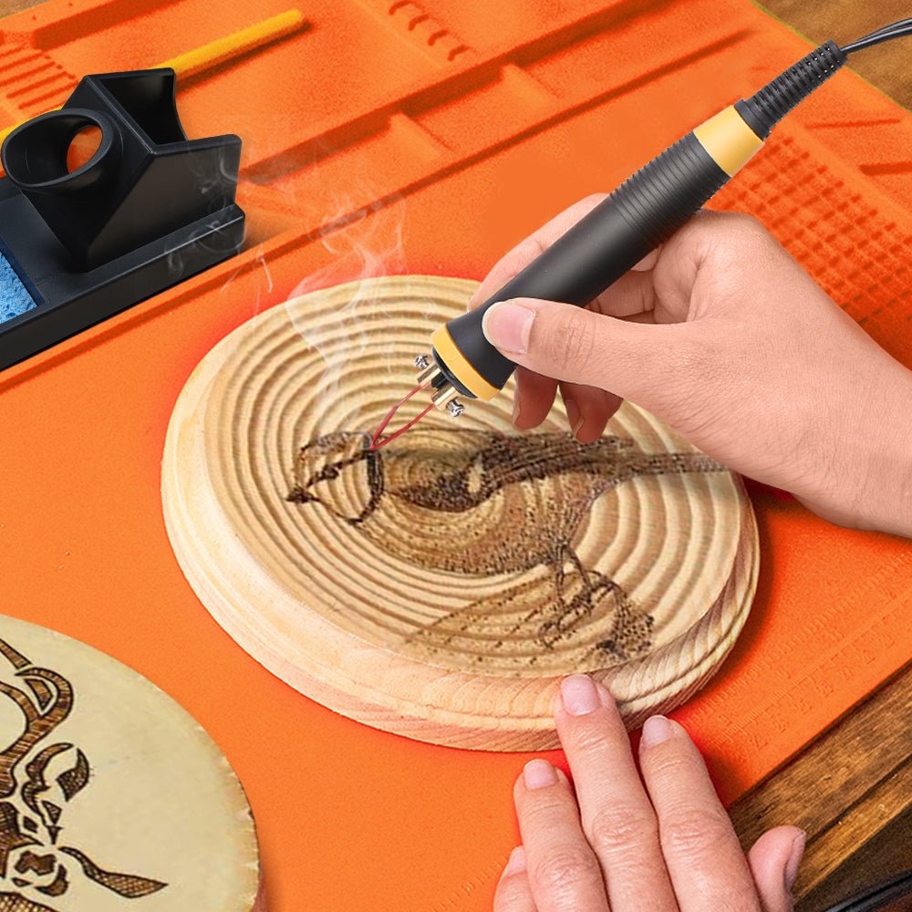 Professionelle Pyrographie - Maschine mit Digitalsteuerung, 33 Stiftspitzen, für Holz, Leder und Bastelprojekte – Präzision und Vielseitigkeit