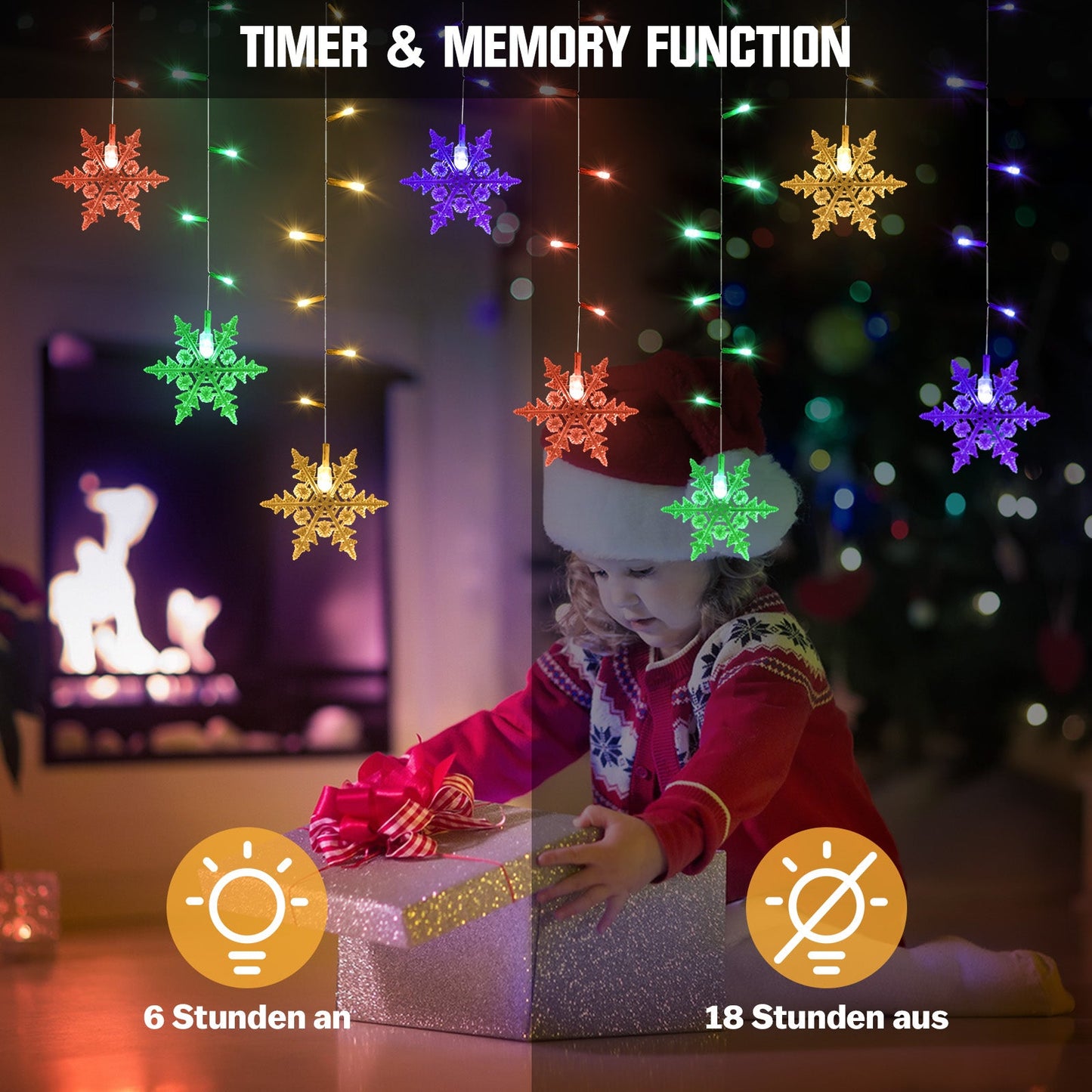 Sternenlichterkette für festliche Stimmung – 144 LEDs, 2 m Warmweiß
