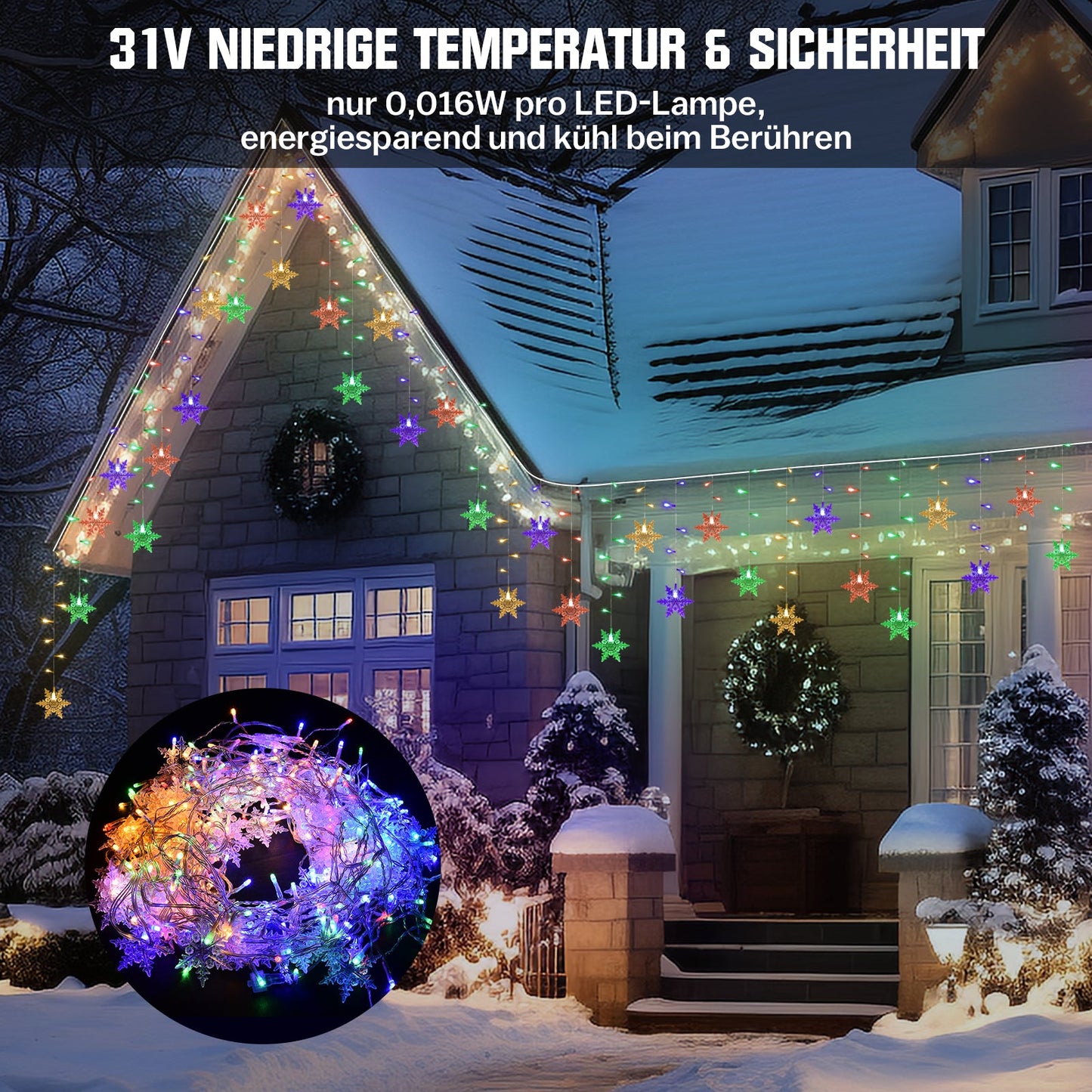 Sternenlichterkette für festliche Stimmung – 144 LEDs, 2 m Warmweiß