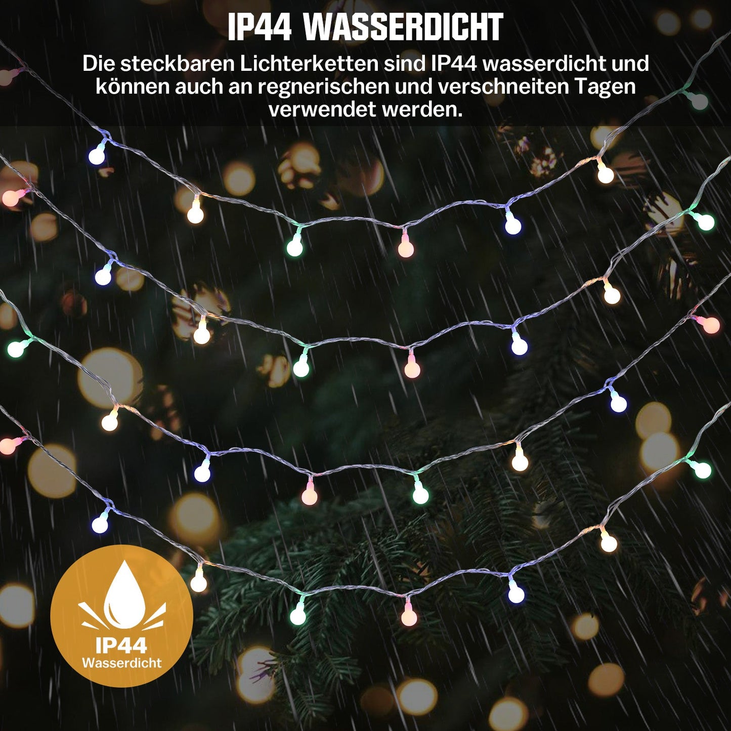 Sternenlichterkette für festliche Stimmung – 144 LEDs, 2 m Warmweiß