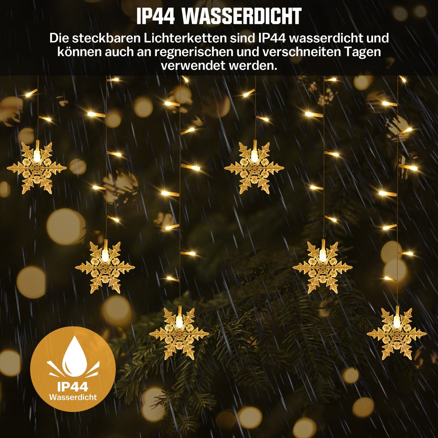 Sternenlichterkette für festliche Stimmung – 144 LEDs, 2 m Warmweiß
