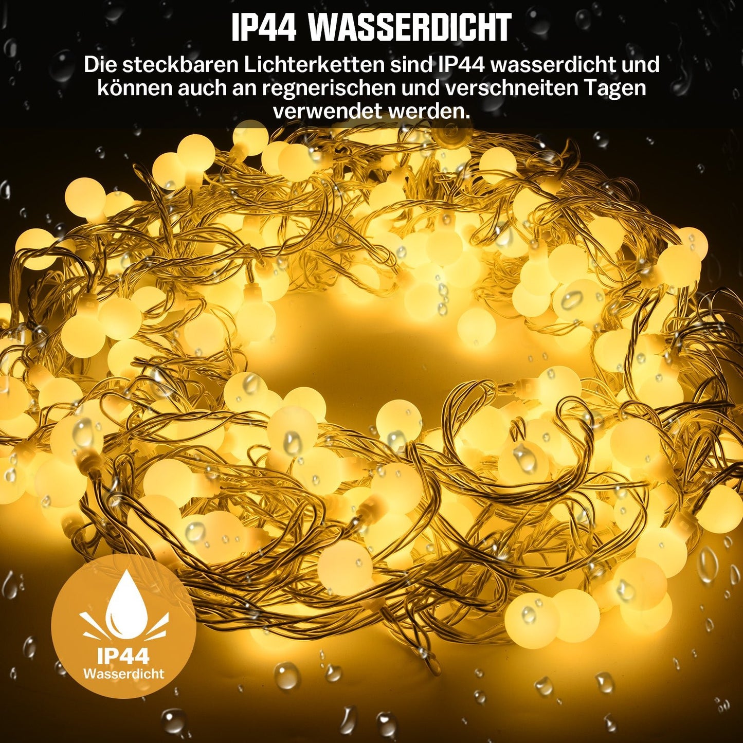Sternenlichterkette für festliche Stimmung – 144 LEDs, 2 m Warmweiß