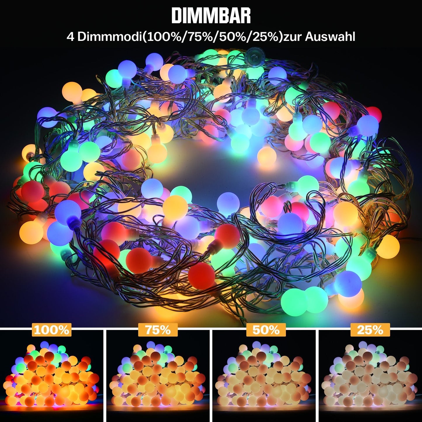Sternenlichterkette für festliche Stimmung – 144 LEDs, 2 m Warmweiß