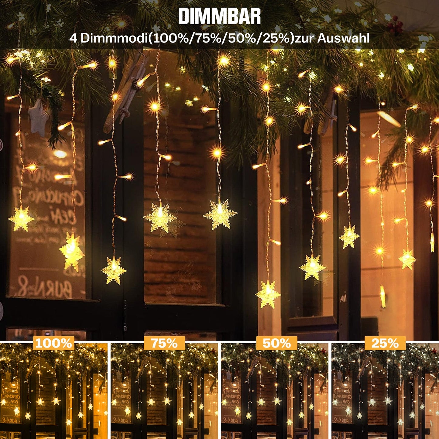 Sternenlichterkette für festliche Stimmung – 144 LEDs, 2 m Warmweiß