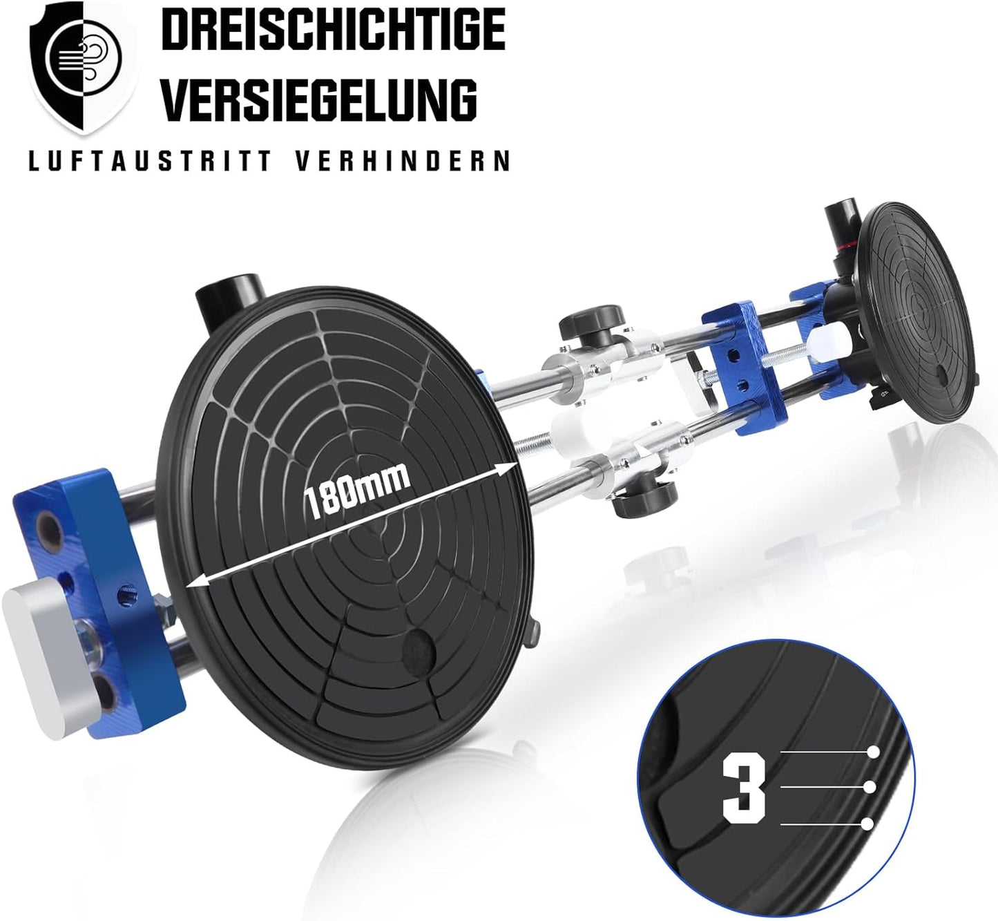 XIIW 90 - 270° Vakuumheber Glasheber 7 Zoll Max.180KG Nahtlose Nahtsetzer
