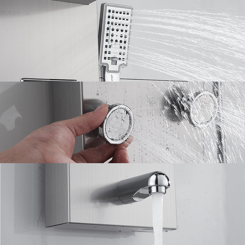 Duschpaneel Regendusche - Temperatur Display - Massagedüsen - Gebürstetes Nickel
