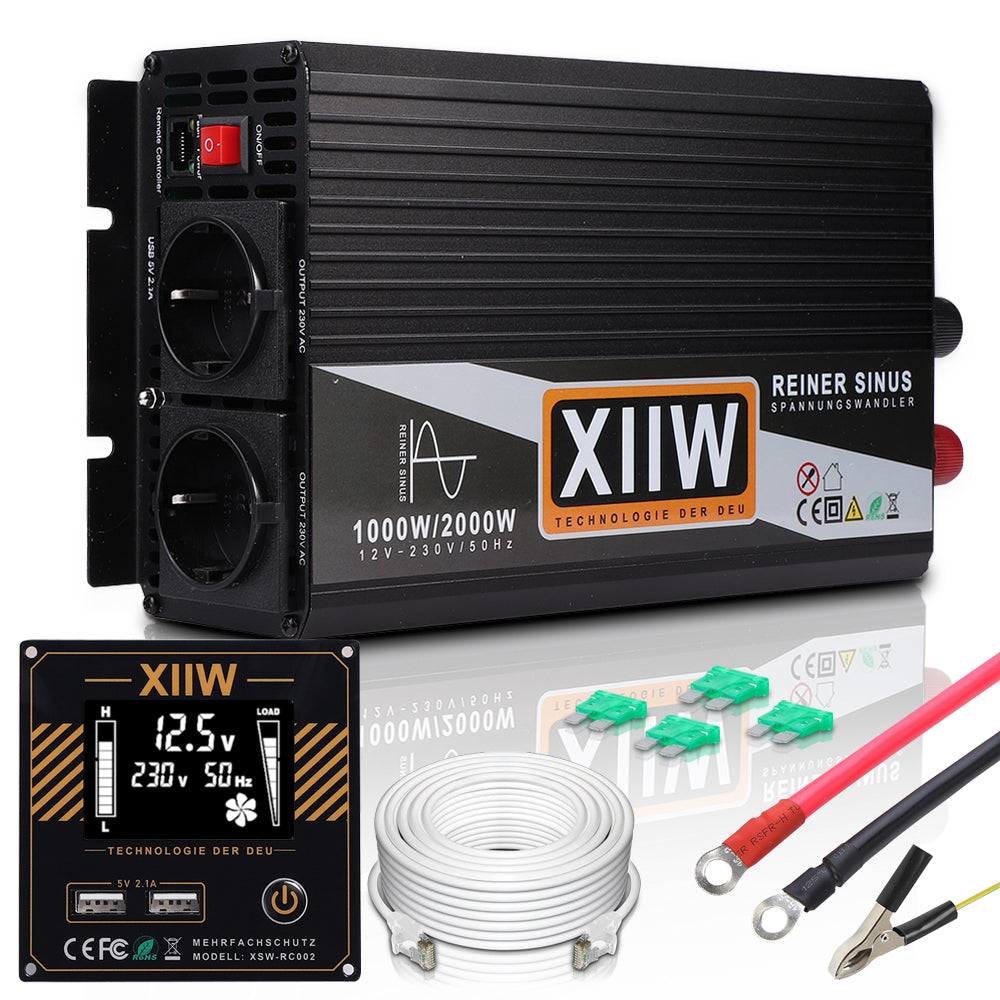 EPEVER Reiner Sinus Spannungswandler IP Serie Inverter Wechselrichter 12V  DC auf 230V AC Stromwandler (IP1000-12, 1000W 12V/230V)