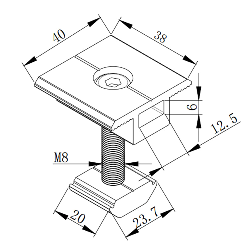 Solarmodul Alu Halterung Befestigungssystem | für 2 X Solarpanel | 35mm Dicke