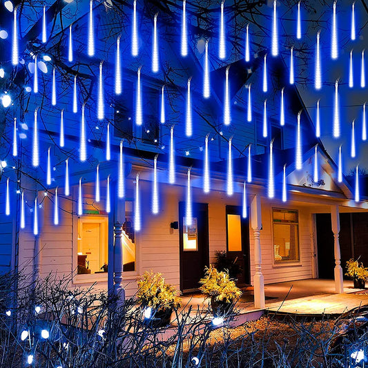 576 LED 16 Röhren Meteorschauer Lichterkette Lichterregen Blau