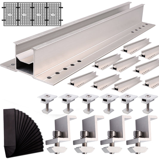 Solarmodul Halterung Kit | Befestigungssystem für 4x Solar Panel | PV Anlage Set für Modulhöhe 35 mm