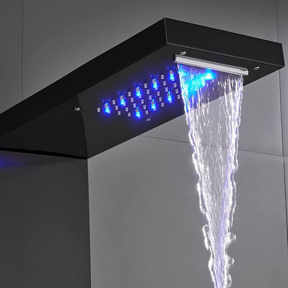 Duschpaneel Duschsystem Edelstahl Duscharmatur Duschset - Schwarz