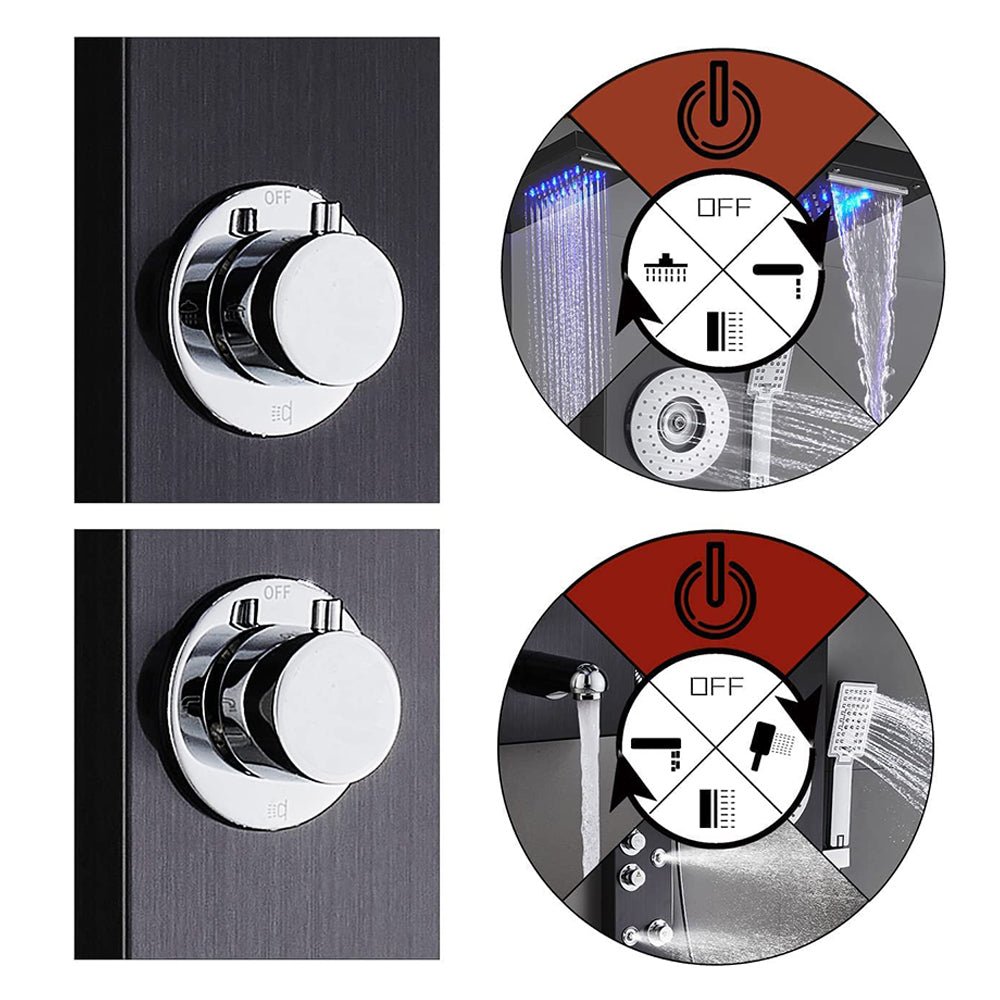 Duschpaneel Duschsystem Edelstahl Duscharmatur Duschset - Schwarz