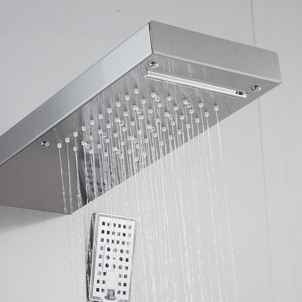 Duschpaneel Regendusche - Temperatur Display - Massagedüsen - Gebürstetes Nickel