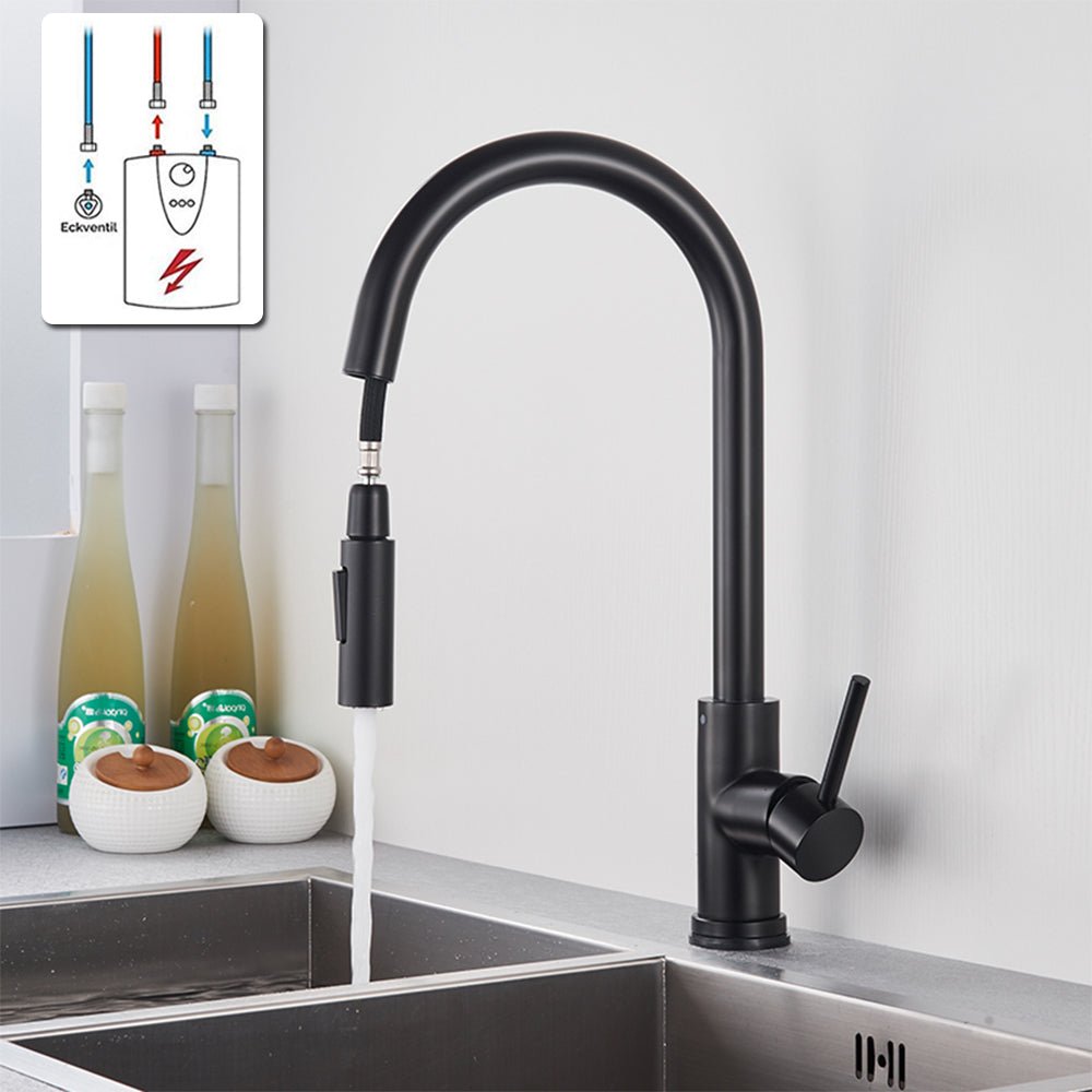 XIIW Niederdruckarmatur | mit 3 Schläuche | Mischbatterie | Ausziehbar | mit Brause | 2 Strahlarten
