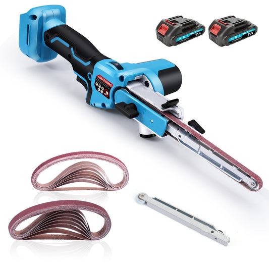 Kabelloser Mini-Bandschleifer 18V mit 6 Geschwindigkeiten & Staubanschluss