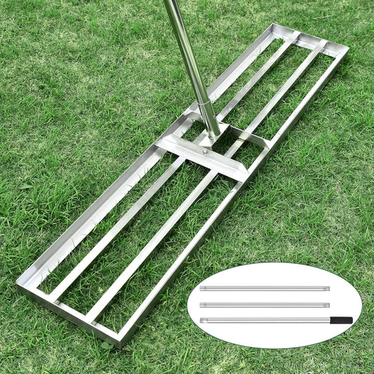 120x25 cm Edelstahl Rasen Nivellierrechen Profi Levelingrake Leveler Lawnleveling für Sanden Hinterhof Bode