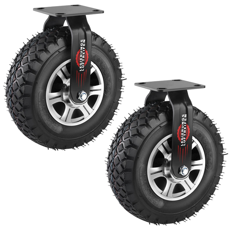10" Richtungsfeste Schwerlastrolle 250 mm Luftreifen – Aluminium Halterung, 170 kg Tragkraft, für Werkbank & Wagen
