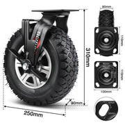 10" Universelle Schwerlastrolle 250 mm – 360° drehbar, Luftreifen, 170 kg Tragkraft, für Werkstatt & Transportwagen