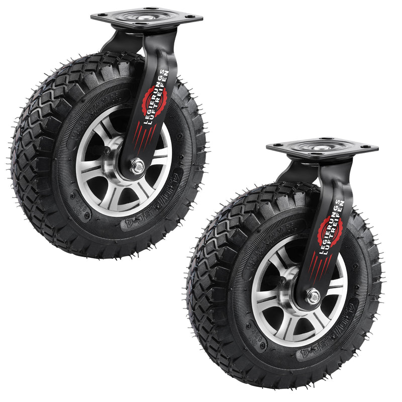 10" Universelle Schwerlastrolle 250 mm – 360° drehbar, Luftreifen, 170 kg Tragkraft, für Werkstatt & Transportwagen