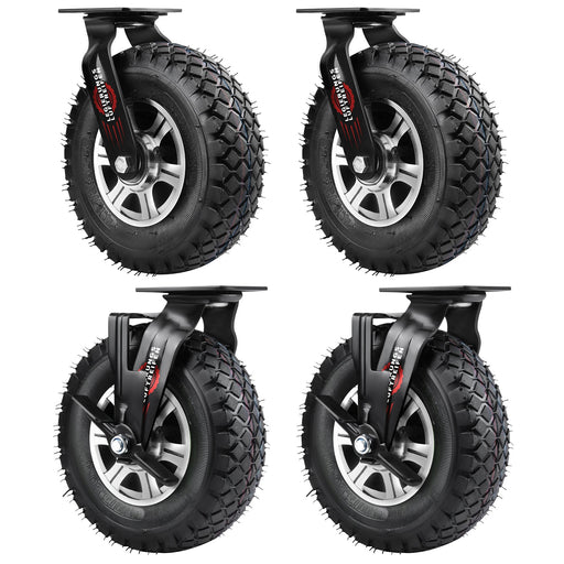 10" Universelle Schwerlastrolle mit Bremse – 360° drehbar, 250 mm Luftreifen, 170 kg Tragkraft, für Werkstatt & Transportwagen