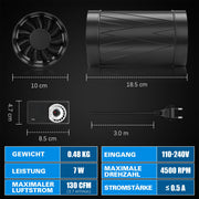 100mm Rohrventilator mit stufenloser Drehzahlregelung – Leiser, energiesparender Abluftventilator für Küche, Bad & kleine Räume