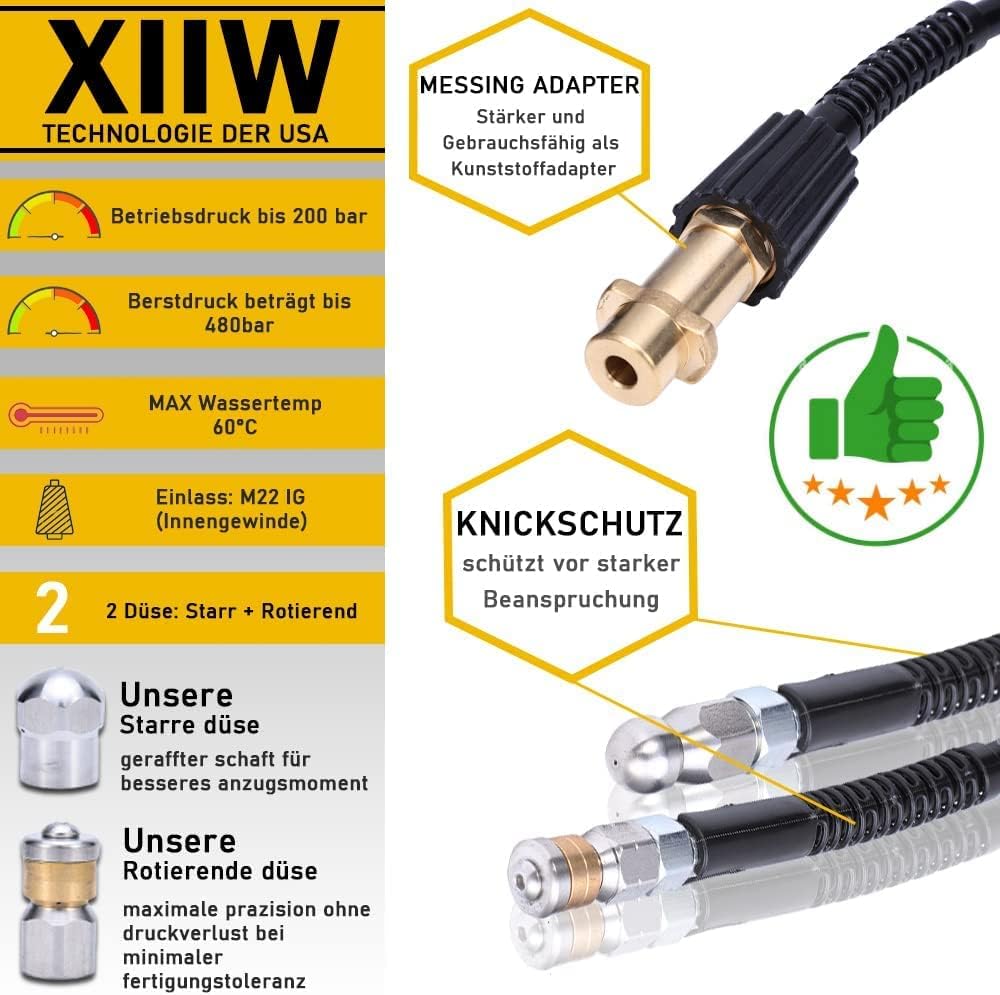 10m - 30m Rohrreinigungsschlauch Max.240bar für Kärcher K2 - K7 Hochdruckreiniger