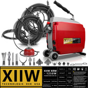 1250W Rohrreinigungsmaschine Elektrisch mit Spiralen Ø10/16/22 mm, Schnellwechsel Schneidkopf, Abflussreiniger für Rohre 20–200 mm