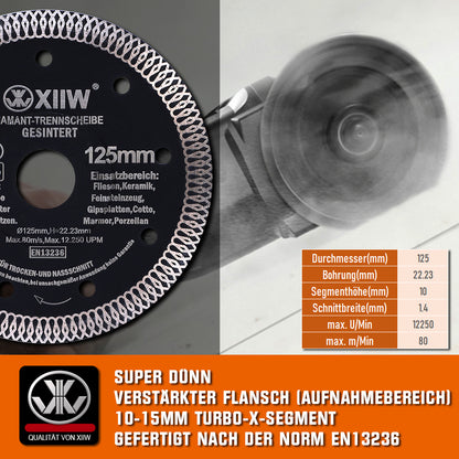 11tlg M14 Diamant Bohrkronen 6/8/10/12/20/35/45/50/68cm + 2 Trennscheibe 125mm - XIIW