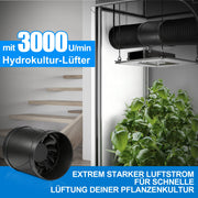 150mm Rohrventilator mit stufenloser Drehzahl – Kraftvoll, leise, 9,8 m³/min Luftstrom für Garage & Keller