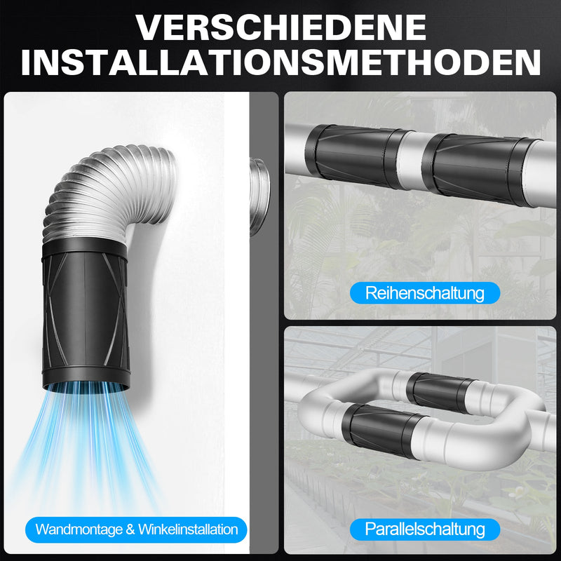 150mm Rohrventilator mit stufenloser Drehzahl – Kraftvoll, leise, 9,8 m³/min Luftstrom für Garage & Keller