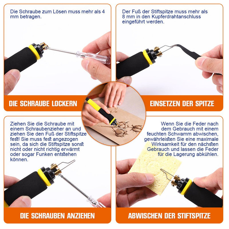 165 - teiliges Pyrographie - Set mit digitaler Temperaturregelung – 33 Brennspitzen für Holz, Leder & Basteln