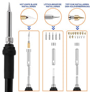 165 - teiliges Pyrographie - Set mit digitaler Temperaturregelung – 33 Brennspitzen für Holz, Leder & Basteln