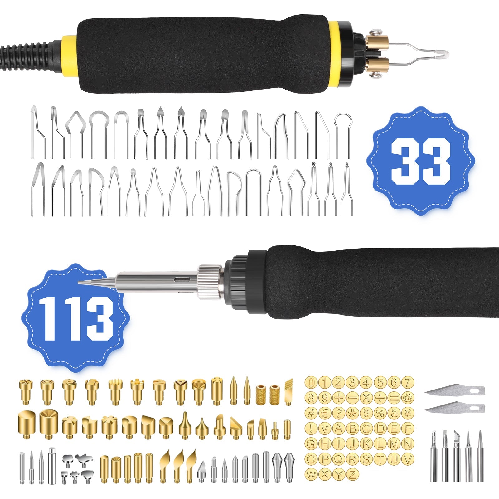165 - teiliges Pyrographie - Set mit digitaler Temperaturregelung – 33 Brennspitzen für Holz, Leder & Basteln