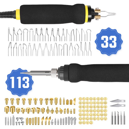 165 - teiliges Pyrographie - Set mit digitaler Temperaturregelung – 33 Brennspitzen für Holz, Leder & Basteln