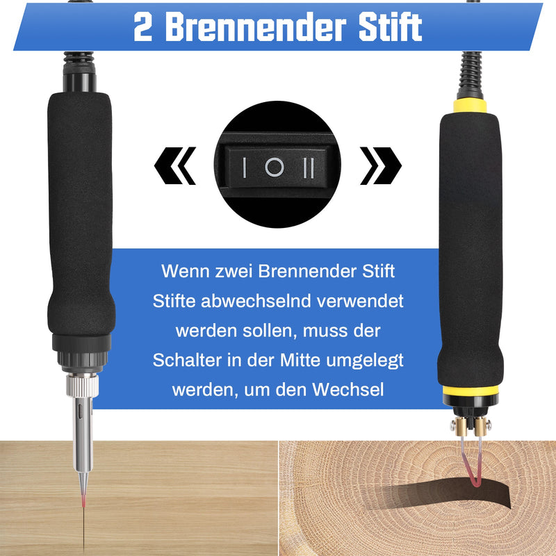 165 - teiliges Pyrographie - Set mit digitaler Temperaturregelung – 33 Brennspitzen für Holz, Leder & Basteln